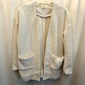 Marine Layer Womens Size XS/S Off White Birdseye Open Cotton Blend Cardigan Top